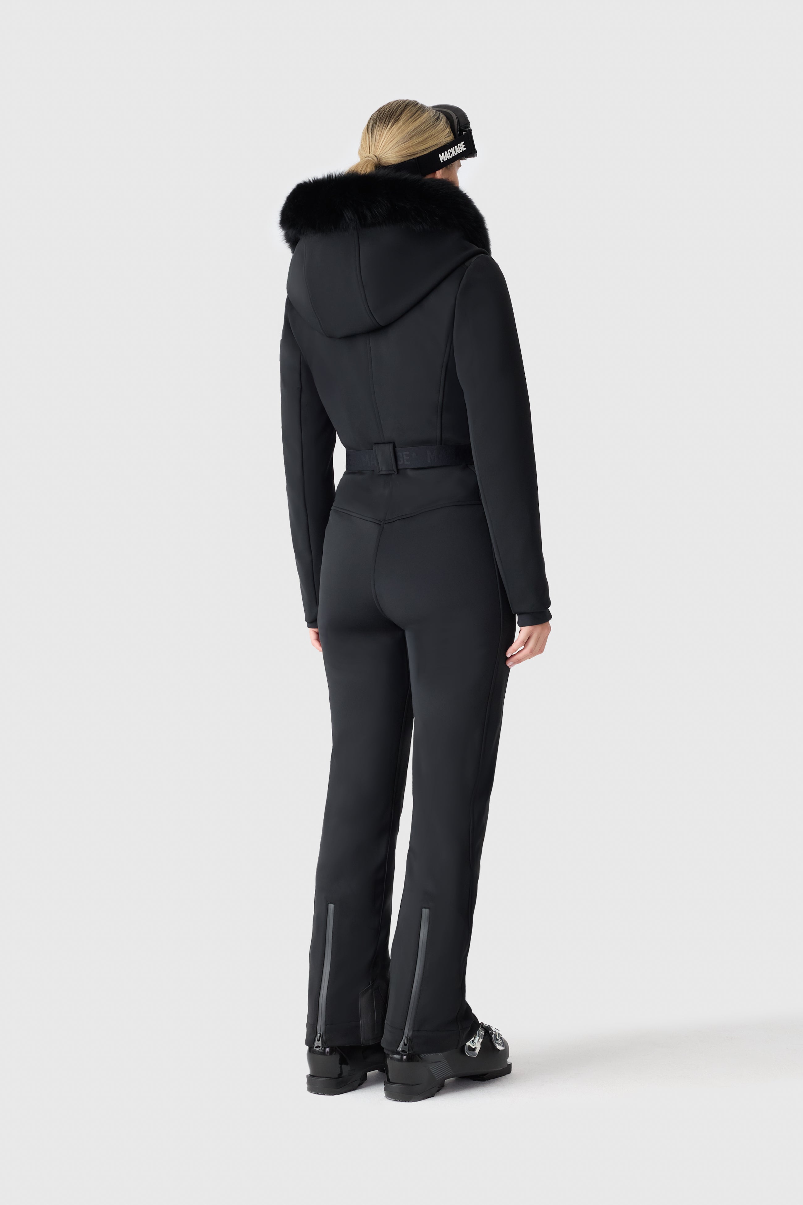 ELLE-ZR Bonded Fleece Ski Suit With Removable Fur-Trimmed Hood for