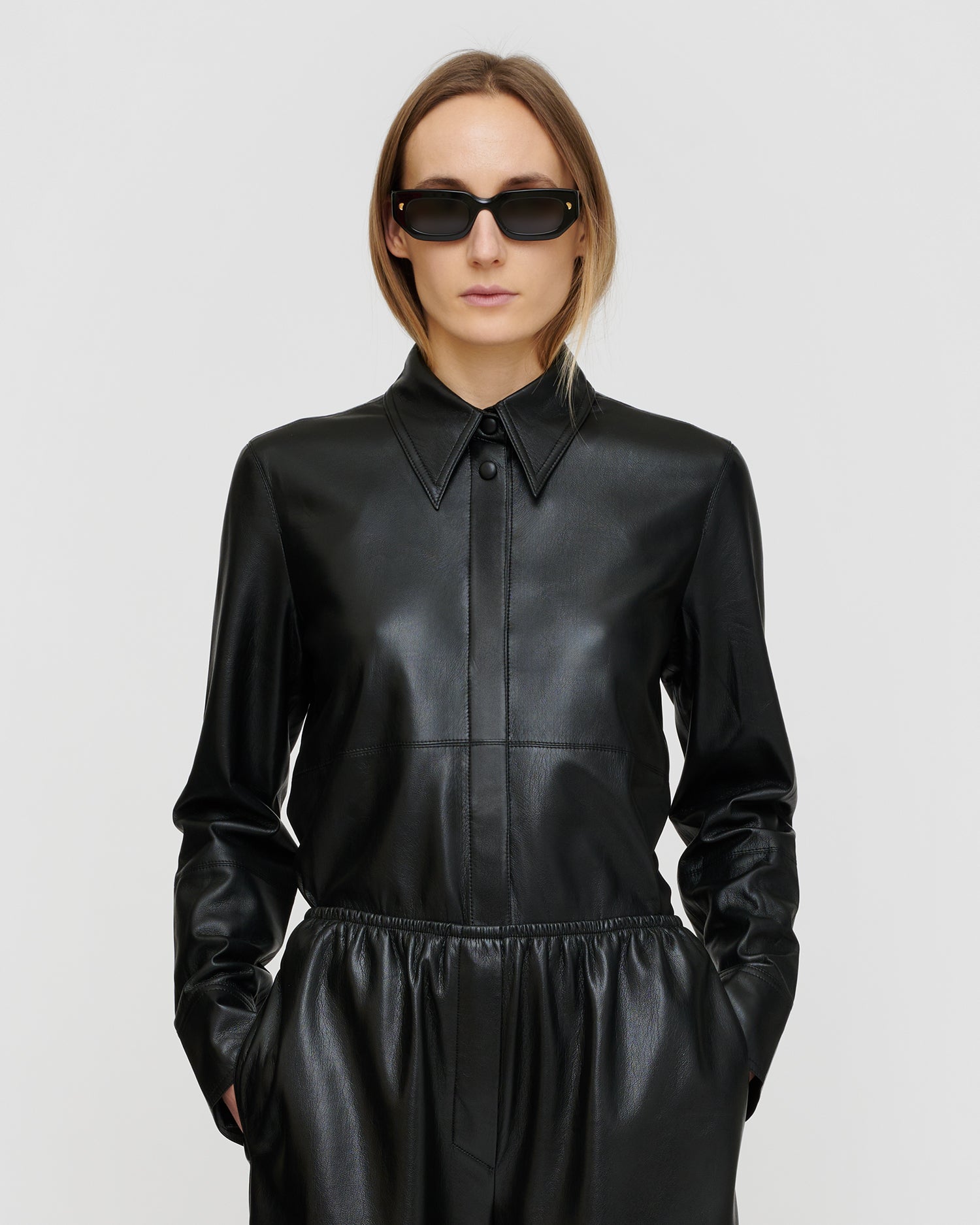 Naum - Okobor™ Alt-Leather Shirt - Black – Nanushka