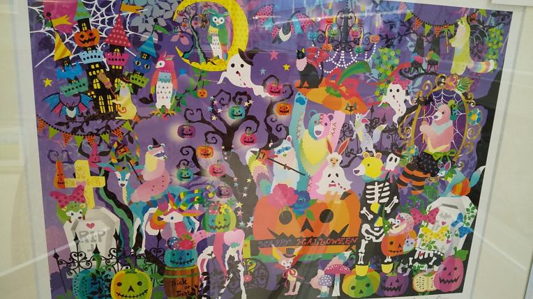 さあ ハロウィンパーティーの始まりだ！！」 ホラグチカヨ版画シルク