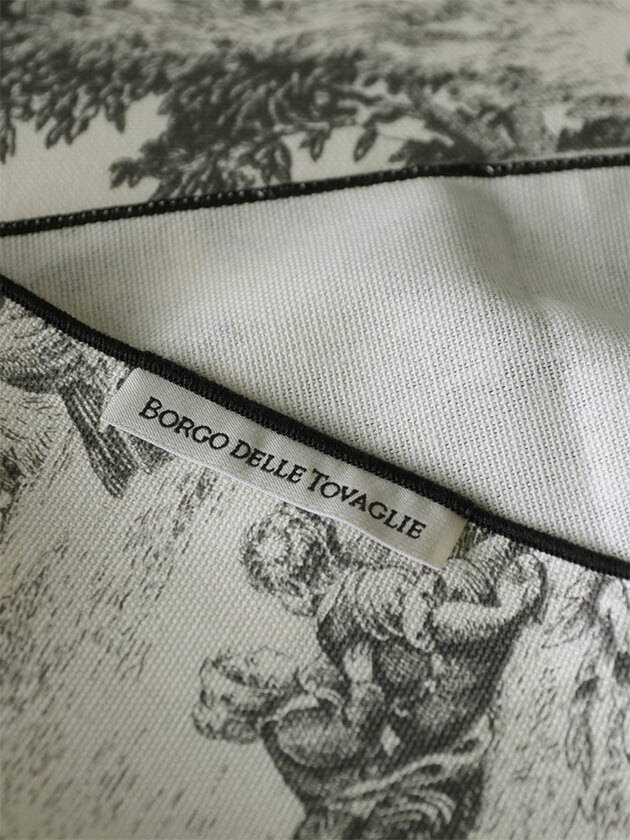 Borgo delle tovaglieコットンテーブルクロスFILOトワルドジュイブラック