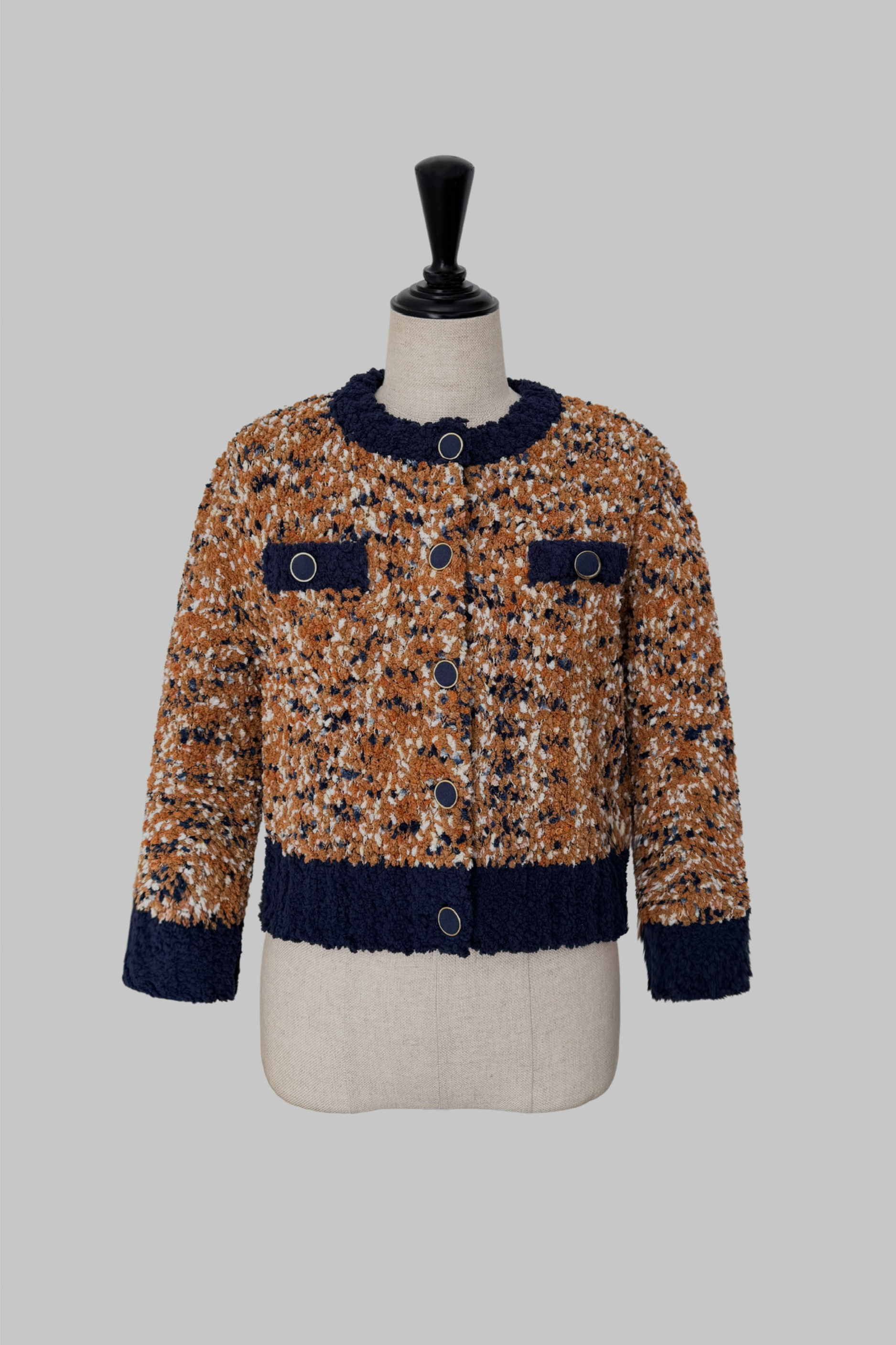 bicolor tweed knit cardigan – shéller / シェリエ