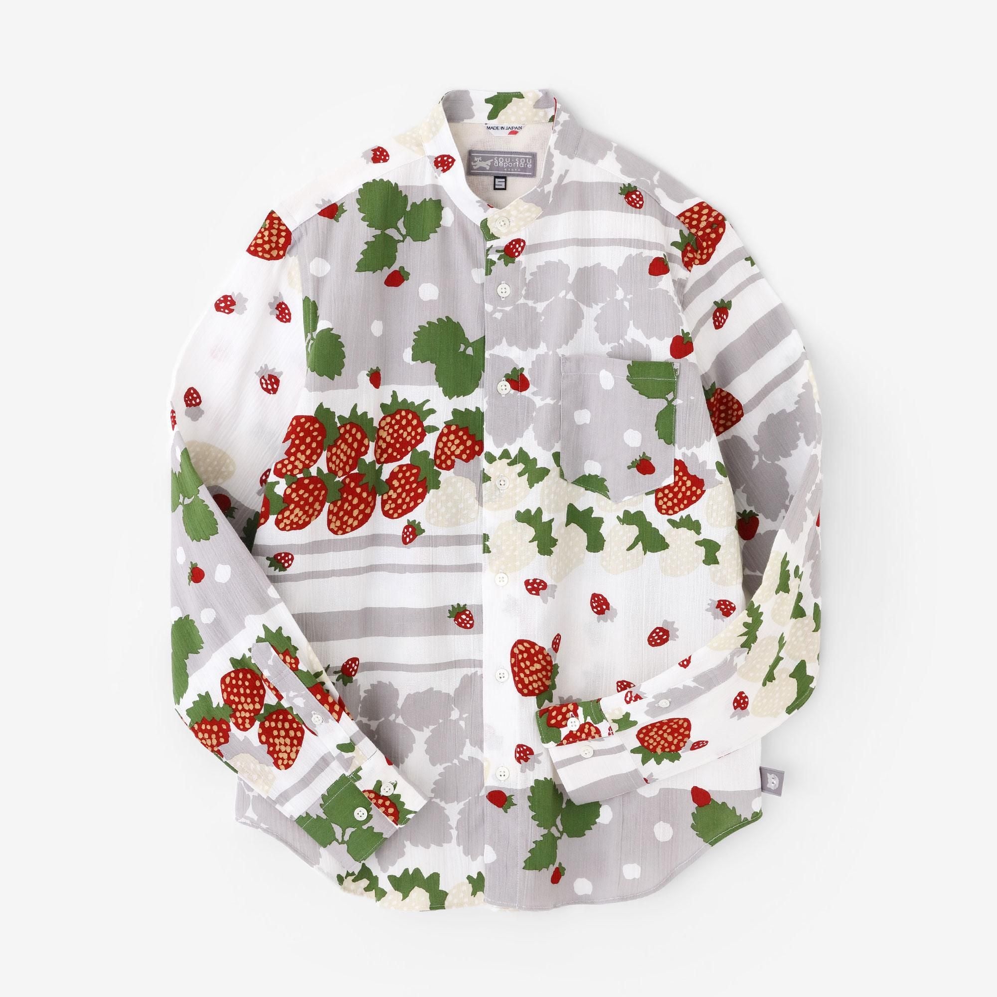 3月10日頃発送予定】高島縮 20/20 スタンドカラーシャツ／いちご摘み