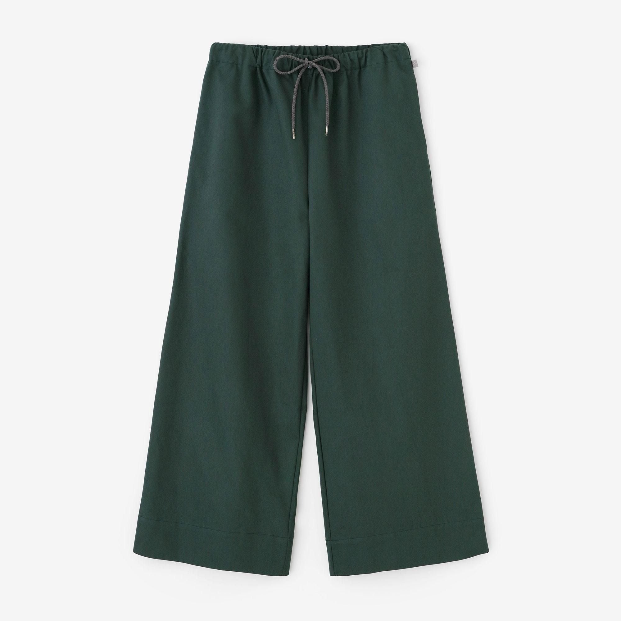 高密度チノクロス ワイドパンツ／柚葉色（ゆずはいろ）