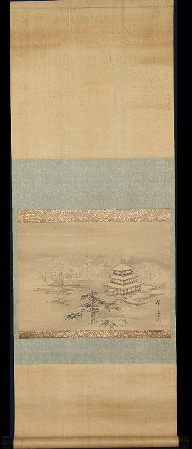 喜田華堂「雪中金閣寺図」：A-944j[掛け軸]古美術谷口