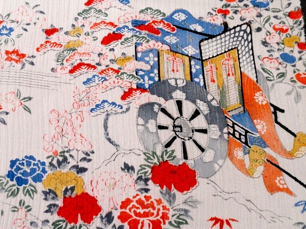 古裂 太子間道 赤地広東綿 額装 西陣 呉服屋蔵(K-LC930) 文様特集 太子