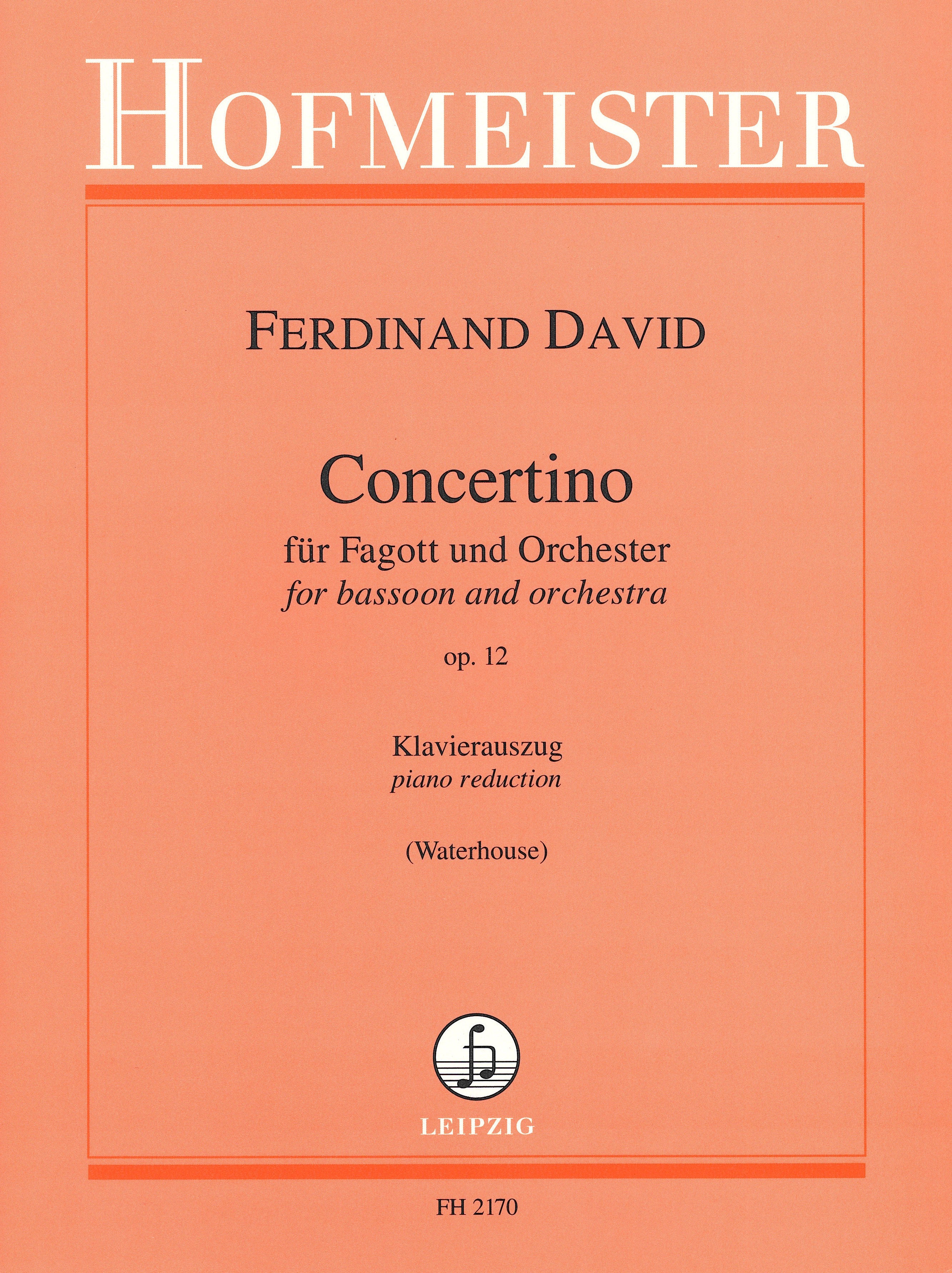 ダヴィッド：ファゴット小協奏曲 作品12／Concertino fur Fagott Op