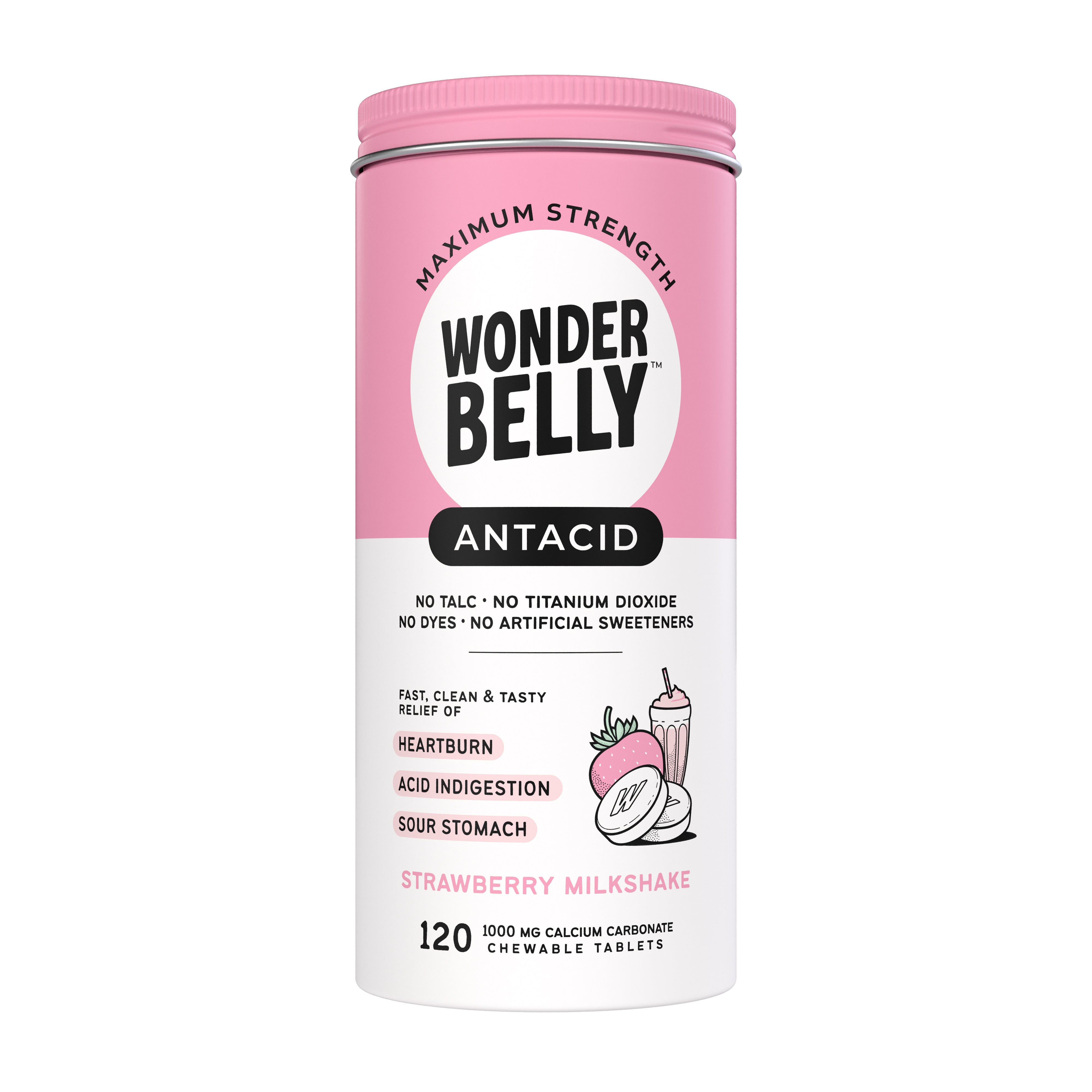 Wonderbelly Antacid™ - Strawberry Milkshake Flavor - Heartburn Relief