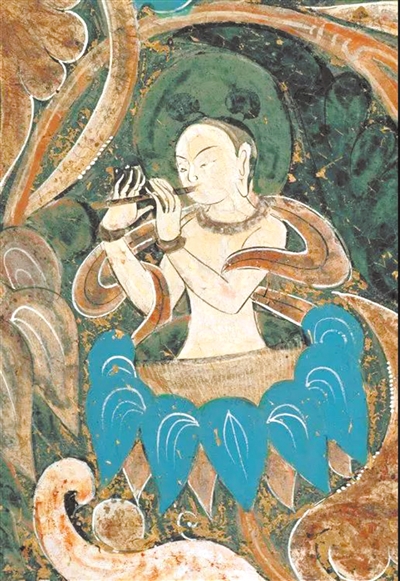 骨董市 掘り出し品中国唐時代 敦煌莫高窟壁画 彩絵 Z0985B18-5 骨董市