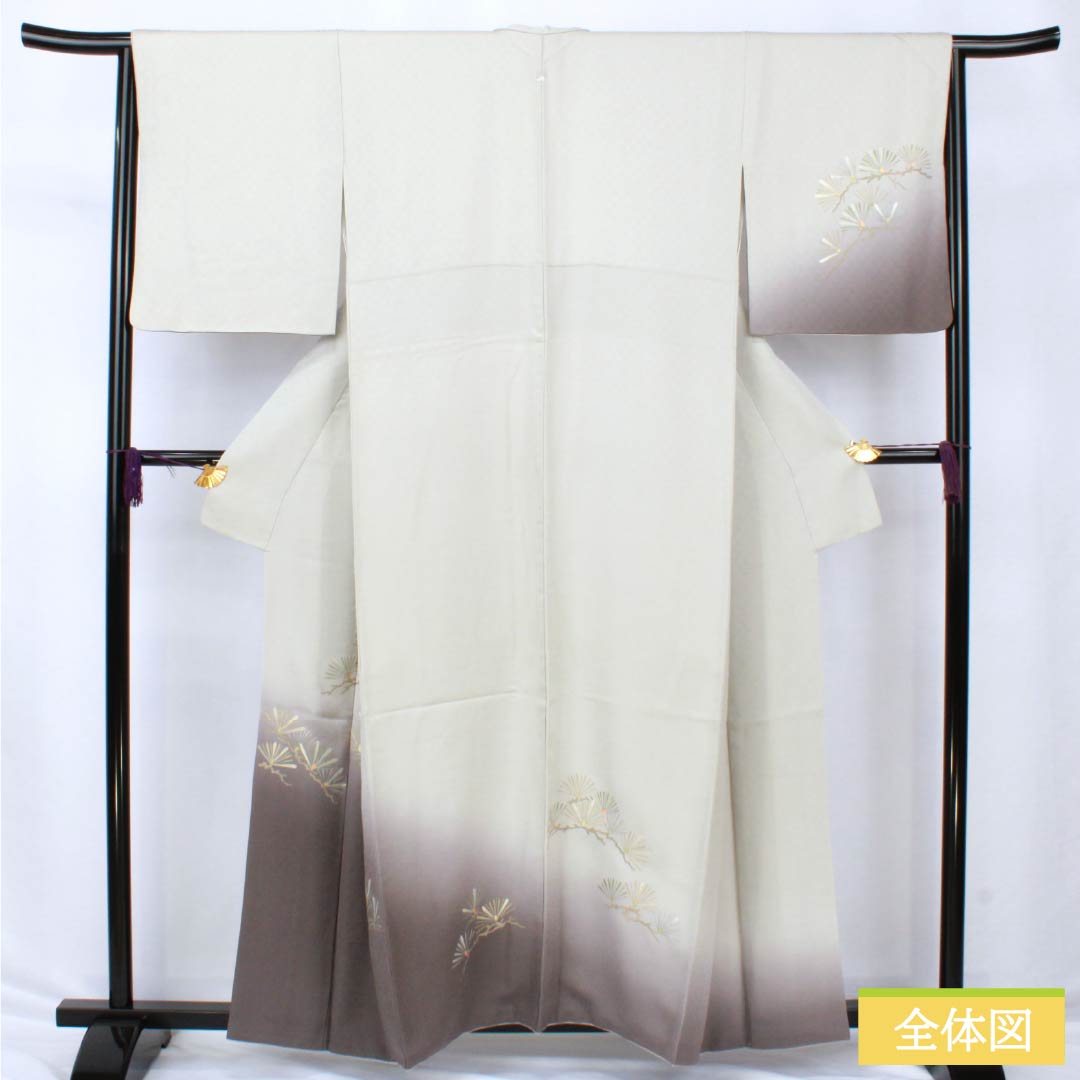 リサイクル着物】訪問着 正絹 Sランク 袷 身丈158.5cm 裄丈65cm 白鼠色