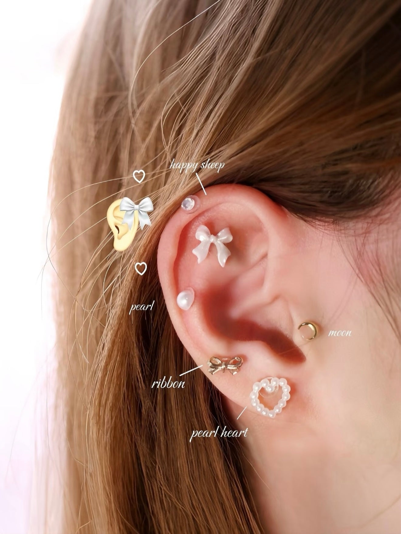 白い夢 耳つぼジュエリー キラキラ可愛い 耳つぼシール ジュエリー風