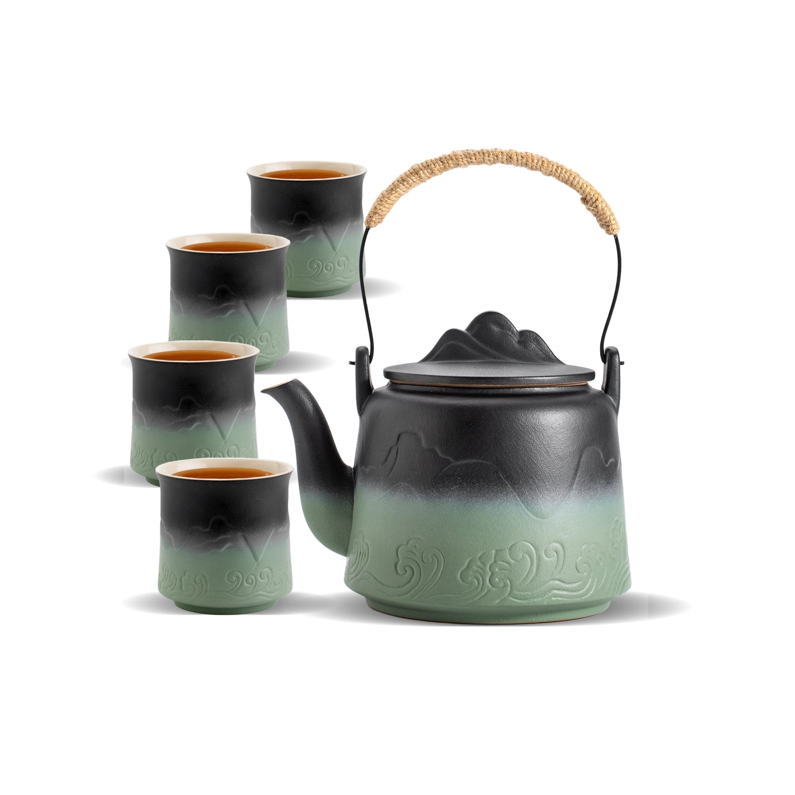 Zens Japanese Ceramic Tea Pot With Infuser 33oz Teapot with 4 Cups