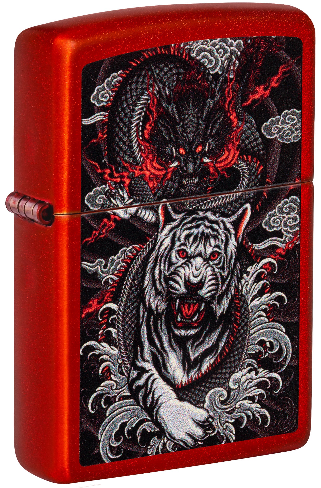 Zippo Dragon Tiger Design Metallic Red Windproof Lighter – Zippo USA