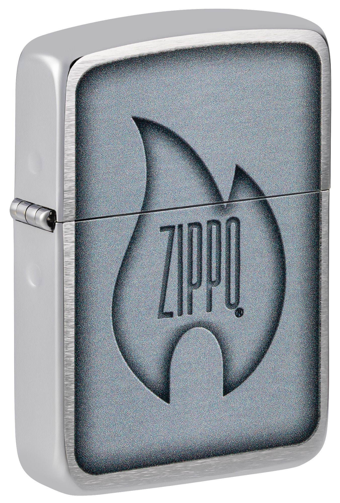 Zippo Logo Flame Design 1941 Replica Brushed Chrome Windproof