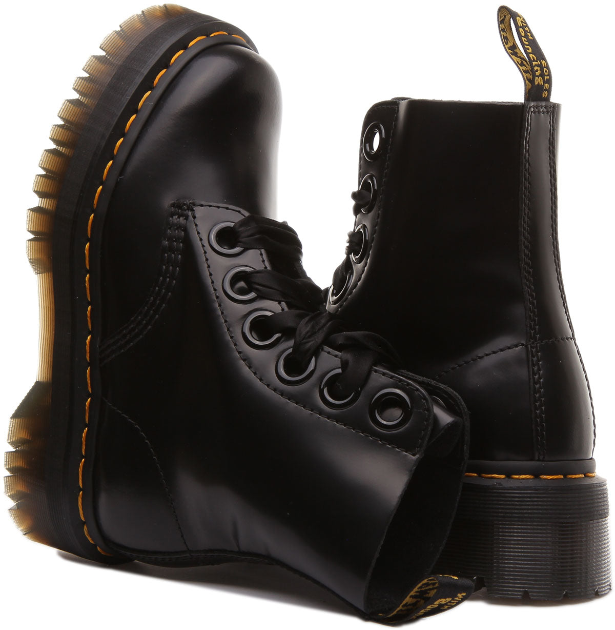 Dr Martens Molly In Black | Womens Lace up Platform Boots – 4feetshoes