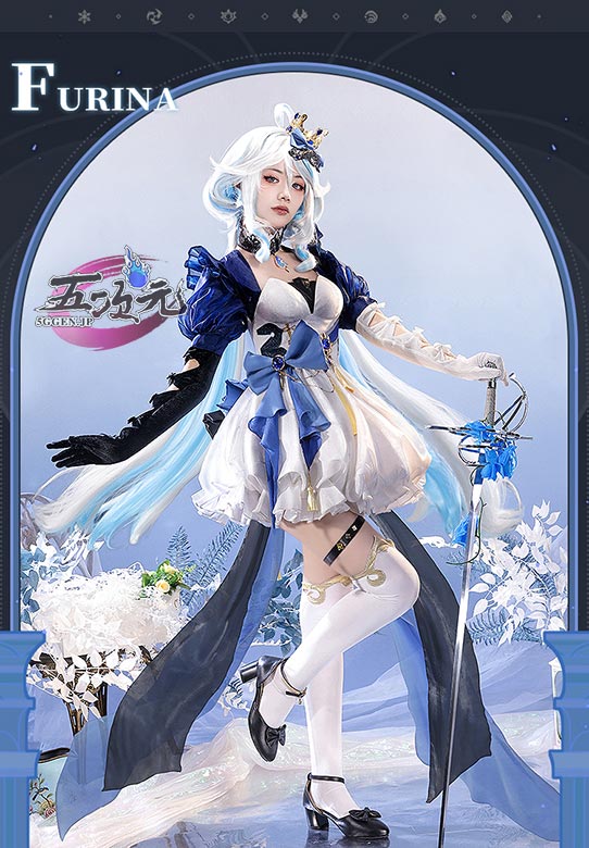 三分妄想 原神 コスプレ フリーナ 水色アリス 同人衣装