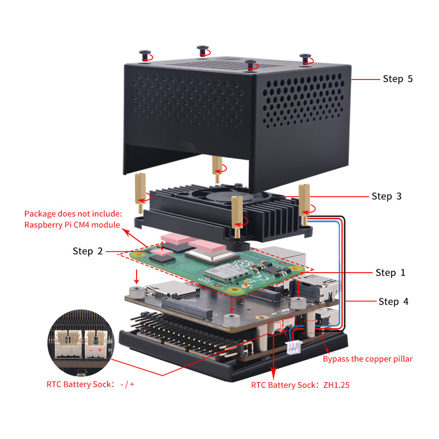 DeskPi Mini Cube for Raspberry Pi Compute Module 4/5 (CM4/CM5