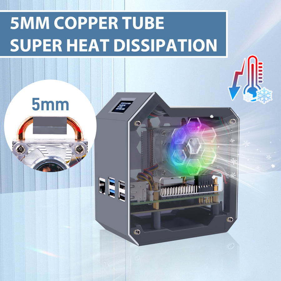 52Pi ABS Case Kit for Raspberry Pi 5, with N07 PCIe M.2 M-Key NVMe