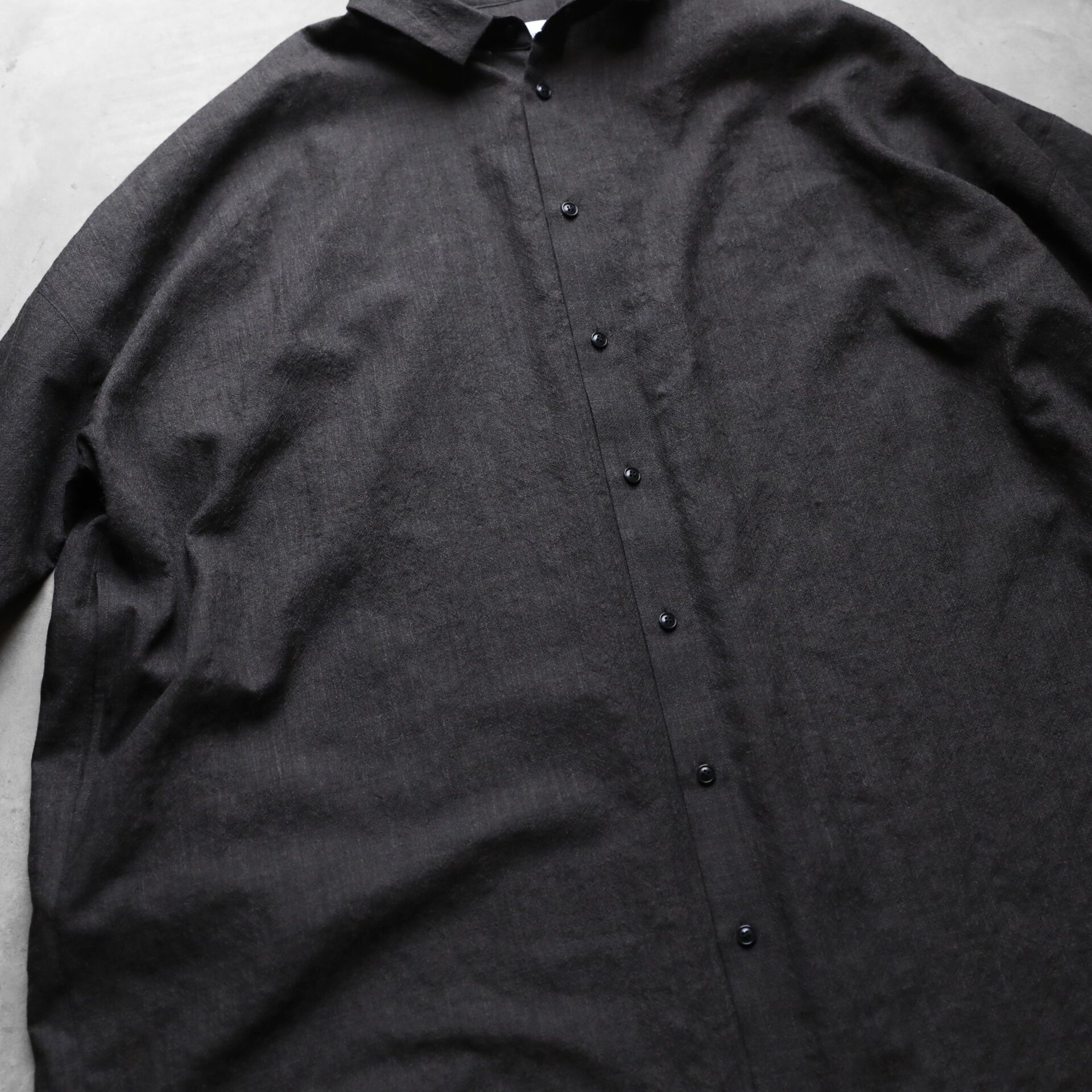 ウォッシャブルウールロングシャツ（ダークブラウングレー）【ユニ