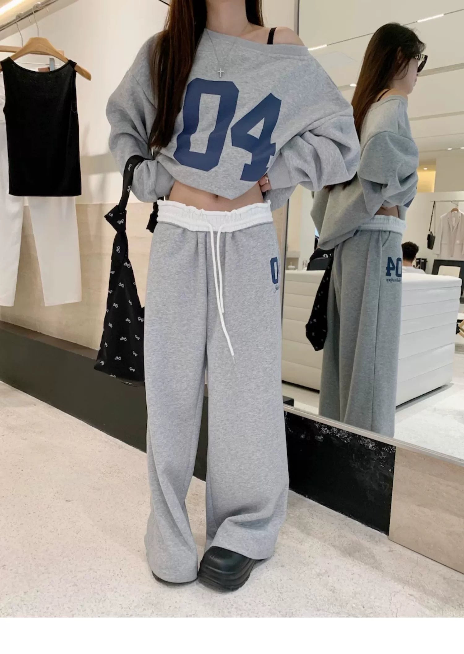 ナンバーオフショルダースウェットセットアップ KDS347 – 100StarS