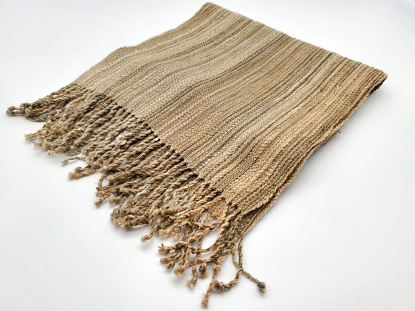 草木染手織 ストール H323 (素材：木綿・綿麻、染色：くるみ・柿渋