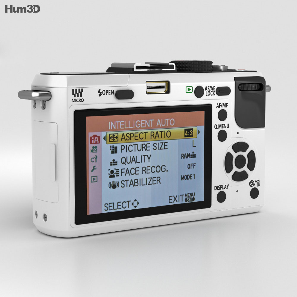 Panasonic Lumix DMC-GF1 White 3D model - Download Photo camera on
