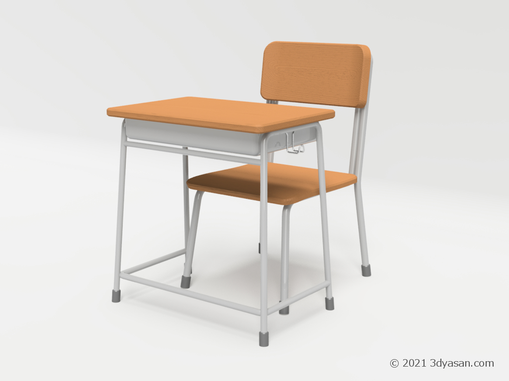 学校机・椅子セット(高)【3Dモデル】 | 3D屋さん