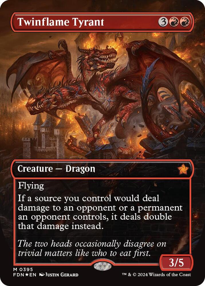 Twinflame Tyrant (Borderless) (Mana Foil) - Foundations - Magic