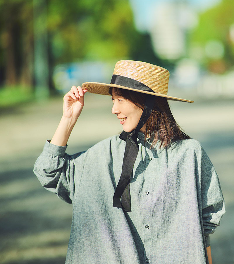 田中帽子店Cecil セシル 麦わら カンカン帽 垂れリボン 婦人用帽子