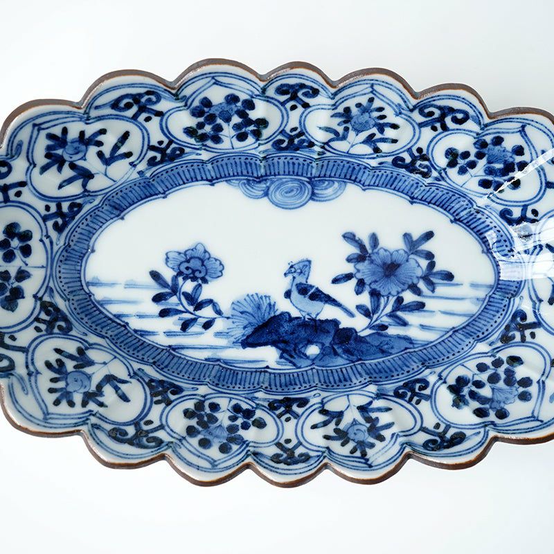 山本長左（やまもとちょうざ） 【山本長左】菊型楕円鉢 花鳥〈1個