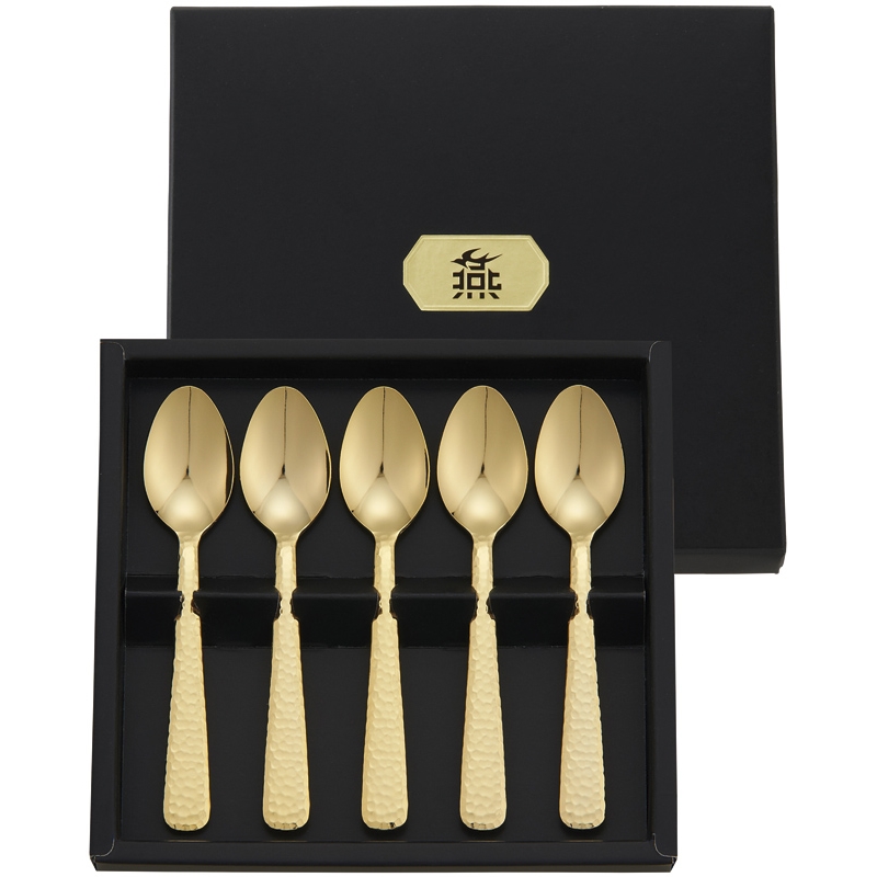 ギフト通販】《燕匠一》鎚目スプーン5本セット(金メッキ)[30％OFF]【宝屋】