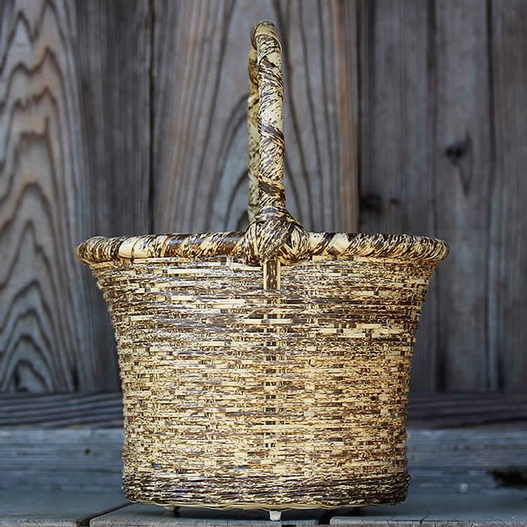 懐かしい昭和のお母さん愛用、 虎竹買い物かご（丸） | 虎斑竹専門店 竹虎