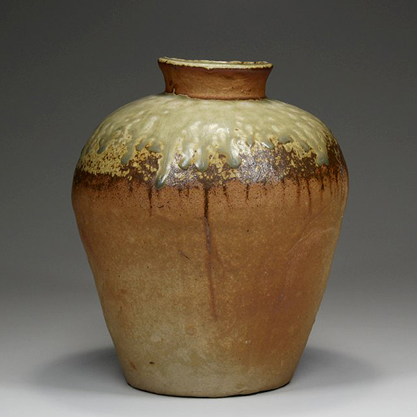 北大路魯山人 信楽灰被アシ絵花入 - 瀧屋美術 -鎌倉の美術品専門店