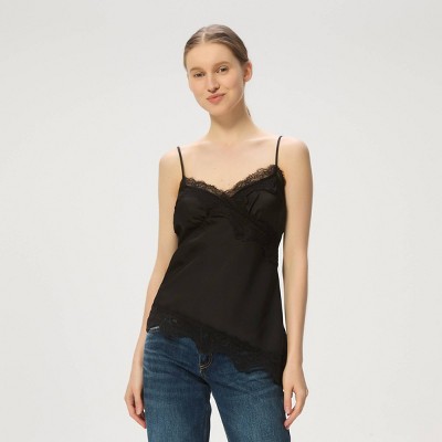 Women's Asymmetrical Lace Cami - A New Day™ Black XL : Target