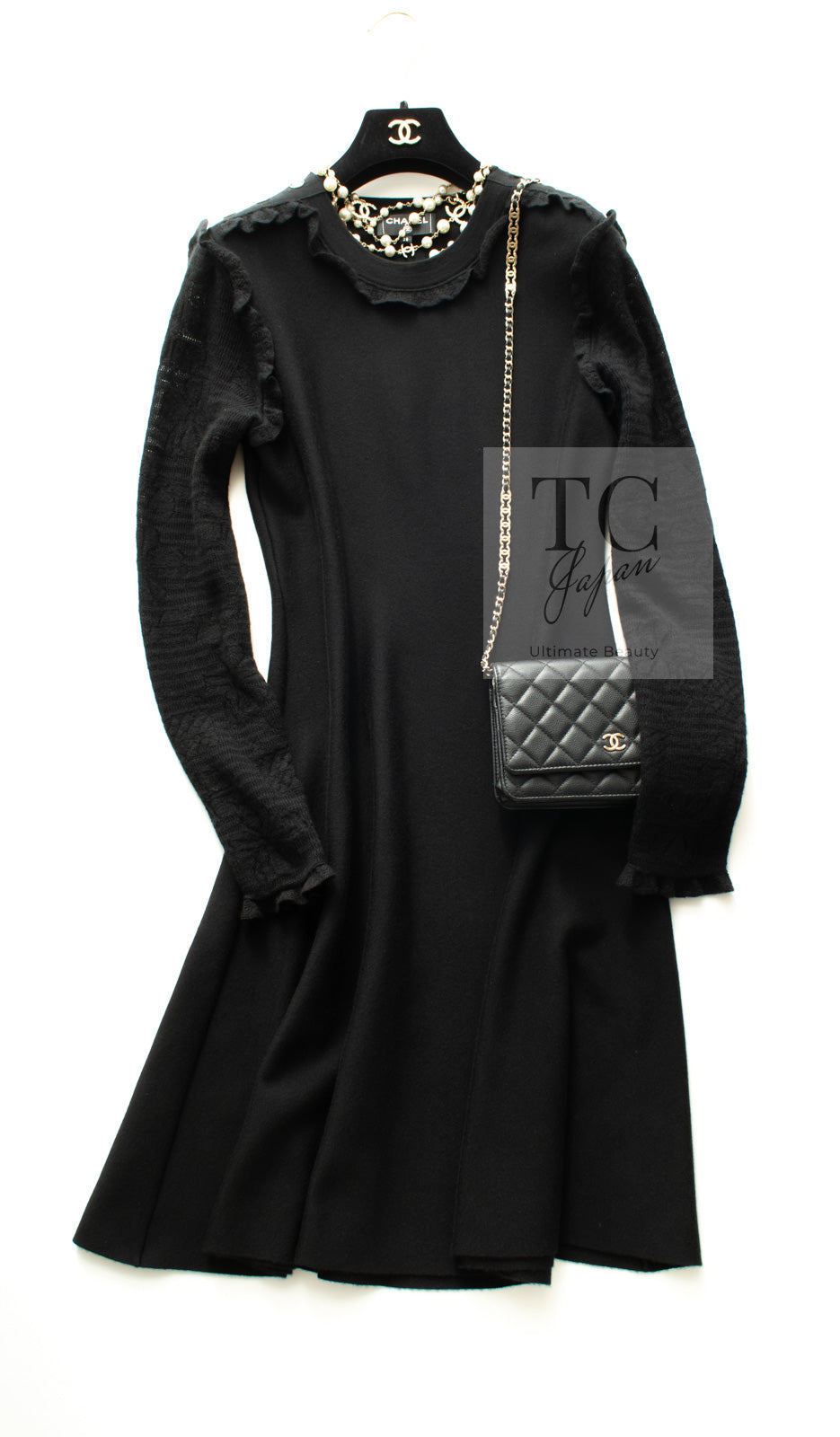 シャネル ワンピース CHANEL ブラック カシミヤ シルク ニット ロング