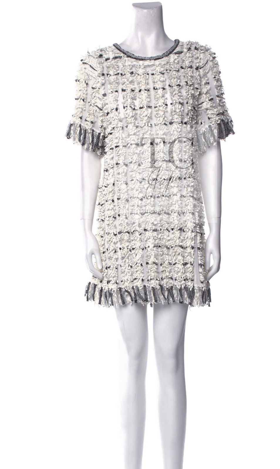 シャネル ワンピース トップス CHANEL アイボリー ブラック ロゴ