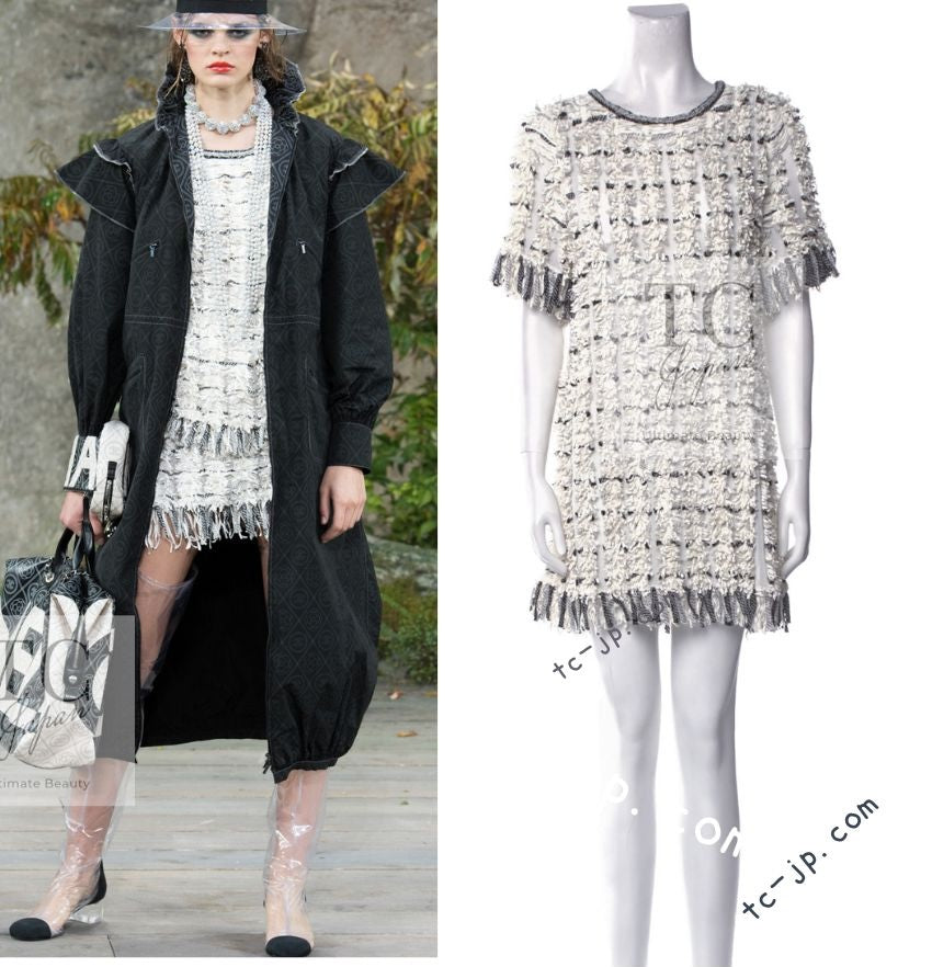 シャネル ワンピース トップス CHANEL アイボリー ブラック ロゴ