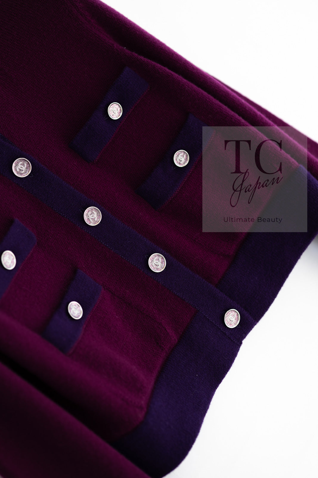 シャネル カーディガン CHANEL プラム パープル ココ ボタン