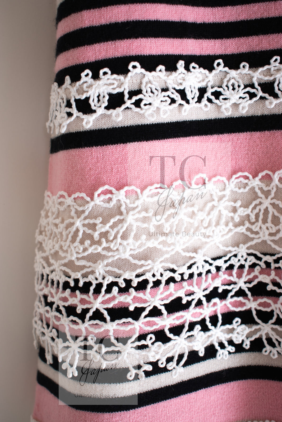 シャネル ワンピース CHANEL ピンク ブラック ストライプ ボーダー