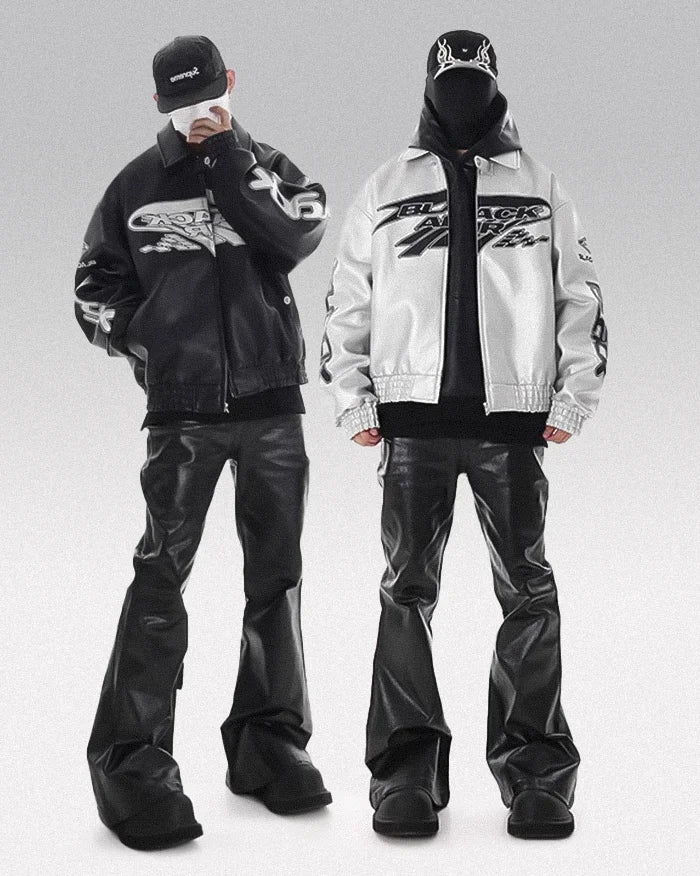 Black wax coated jeans 