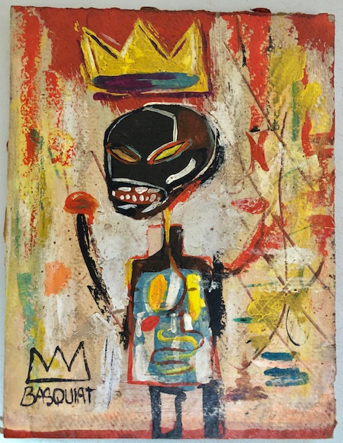 バスキア 24CM 直筆肉筆油彩画 財団スタンプ | PICASSO/BASQUIAT