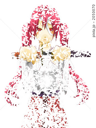 花吹雪舞う中の女の子のイラスト素材 [2050070] - PIXTA