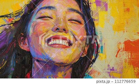 笑顔の女性の油絵_2のイラスト素材 [112776659] - PIXTA