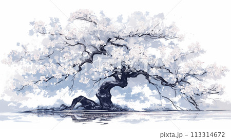 水墨画風の桜のイラスト素材 [113314672] - PIXTA