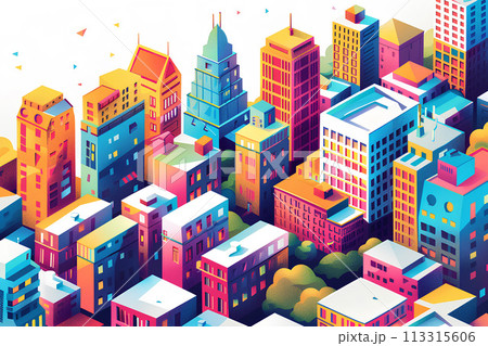 カラフルな街並みイラスト-10のイラスト素材 [113315606] - PIXTA