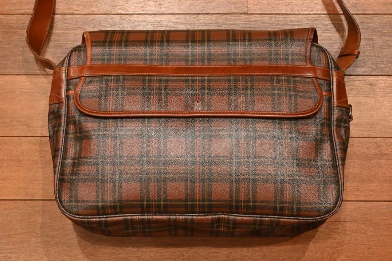 USED 90s ポロラルフローレン PVC×レザー タータンチェック柄の大きめ