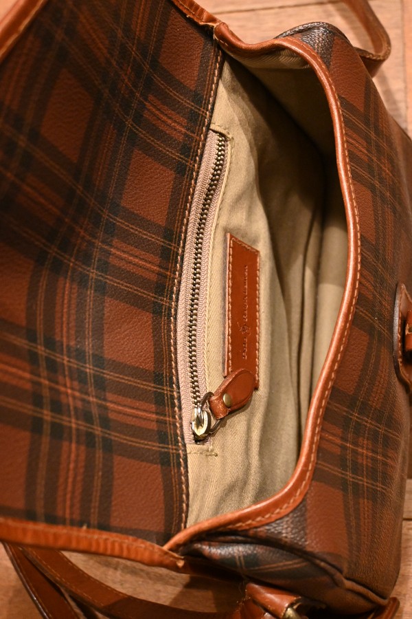 USED) 90s ポロラルフローレン PVC×レザー タータンチェック柄の