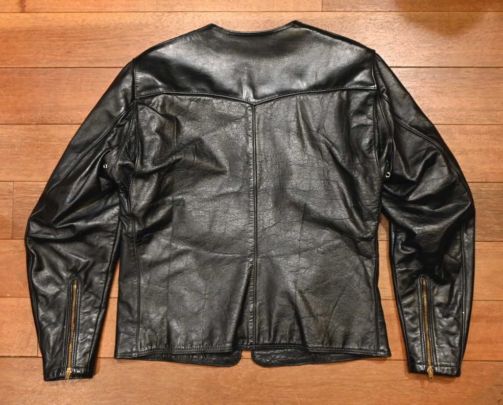 60s BATES Leather Riders Jacket 襟なし ノーカラー レザーライダース