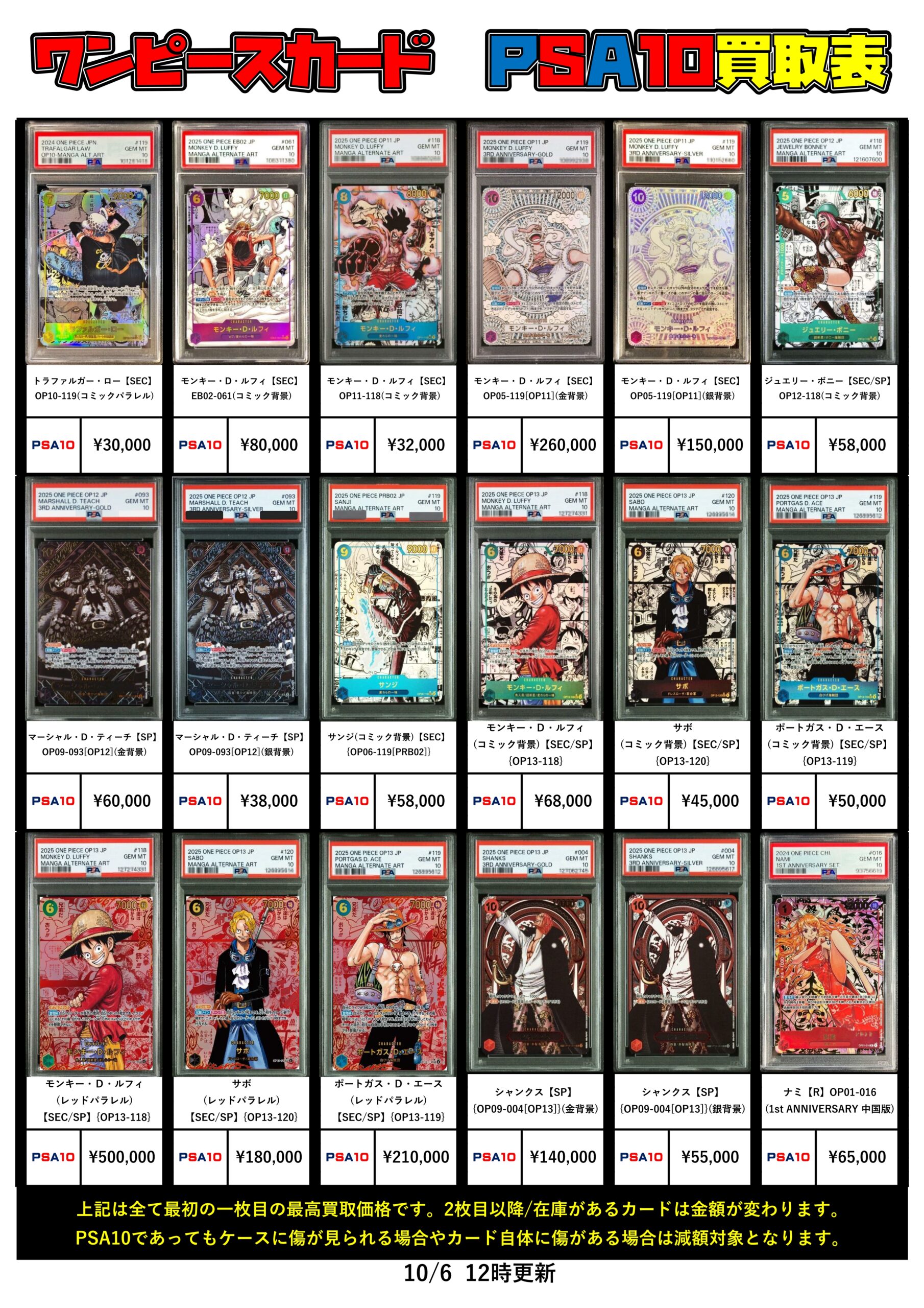 ワンピースカード】PSA10・未開封BOXの買取チラシ更新しました！ | THE