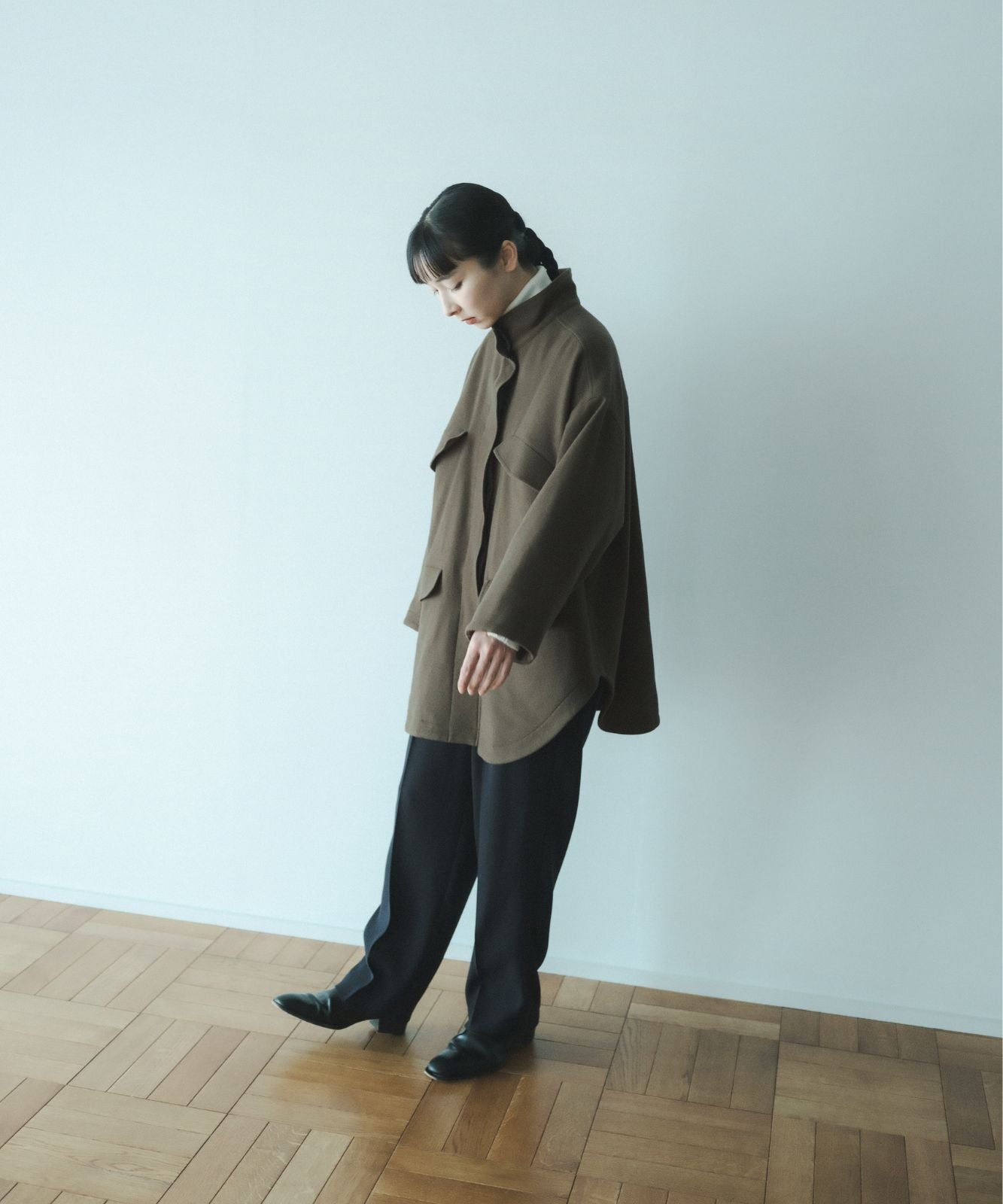 ≪通常販売≫melton stand collar half coat（メルトンスタンドカラー