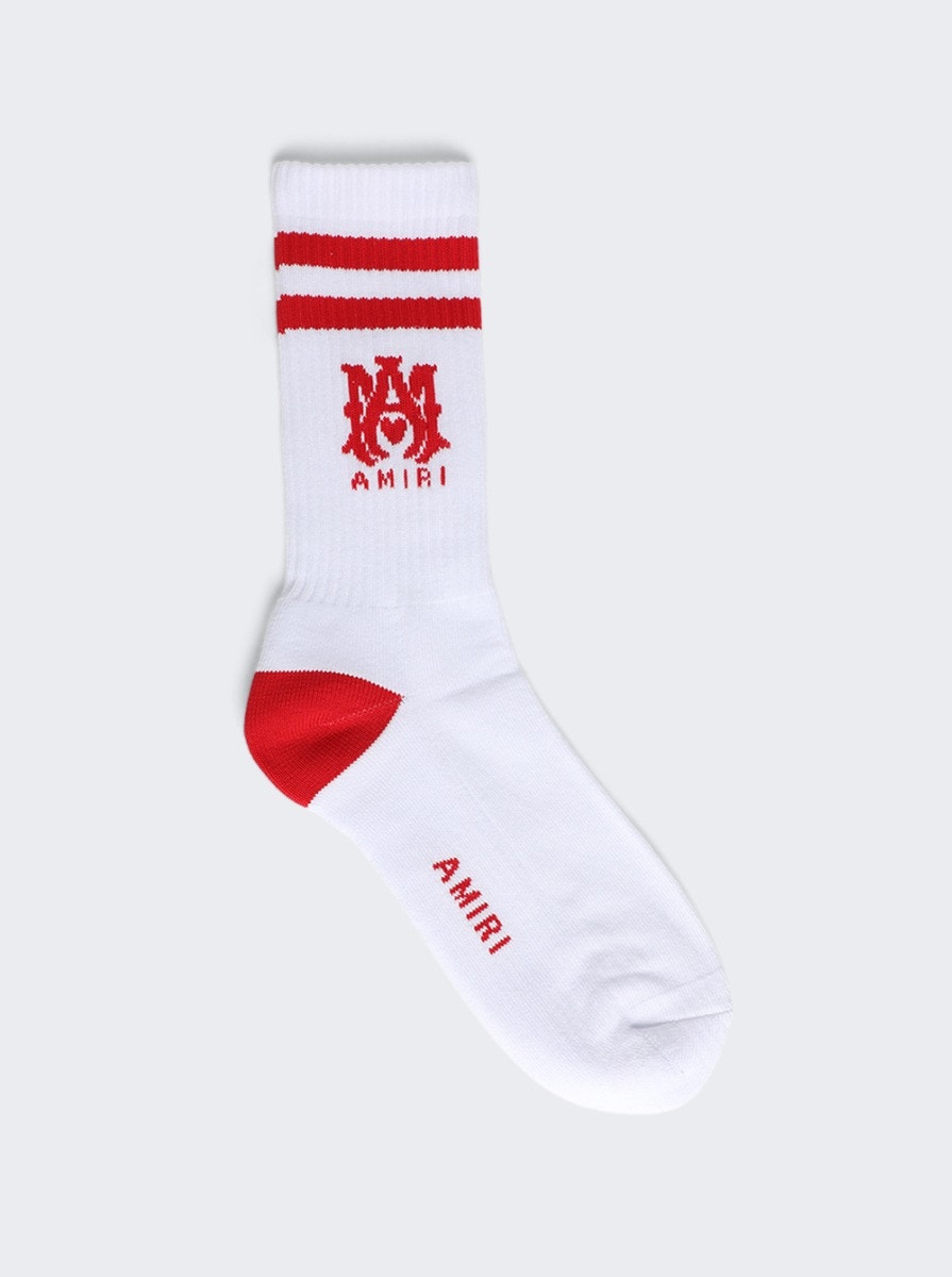 MA Tube Sock White and Red | The Webster